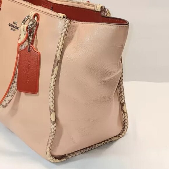 Coach F11751 Crosby Carryall Tote Nude Pink Multi Python Embossed Leather GUC - Picture 4 of 15